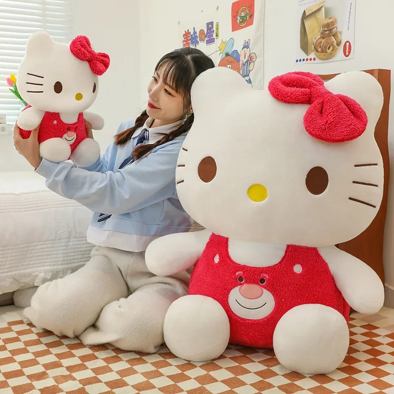 35/50/60cm Sanrio Hello Kitty Dolls Strawberry Bear Doll Children Big Plush Toy Girl Bedroom Decoration Pillow Cute Cartoon Gift