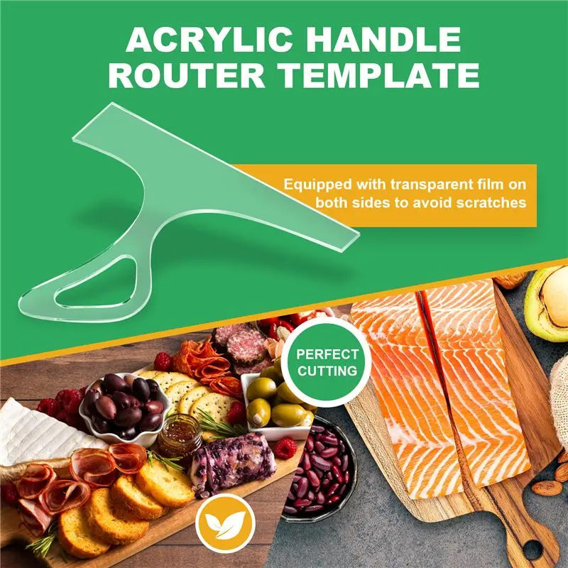 A33Z-Charcuterie Template Acrylic Handle Cutting Board Router Template Straight Angled Tracing Stencils Guide Tools