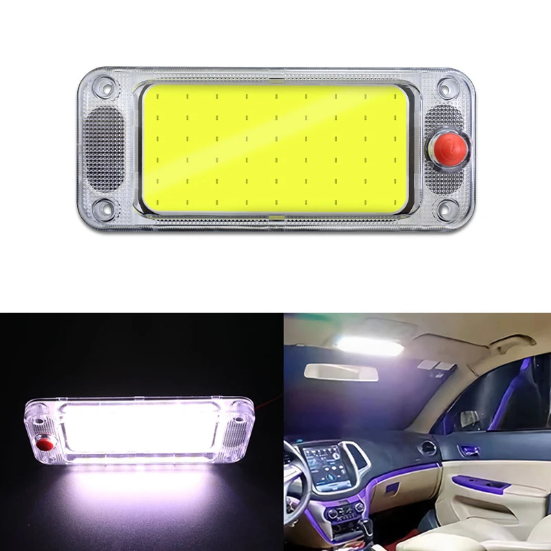 LED Reading Light 12-24V COB Interior Ceiling Lamp With On/Off Switch Universal Car Truck High Brightness Cab Roof Panel Lamp