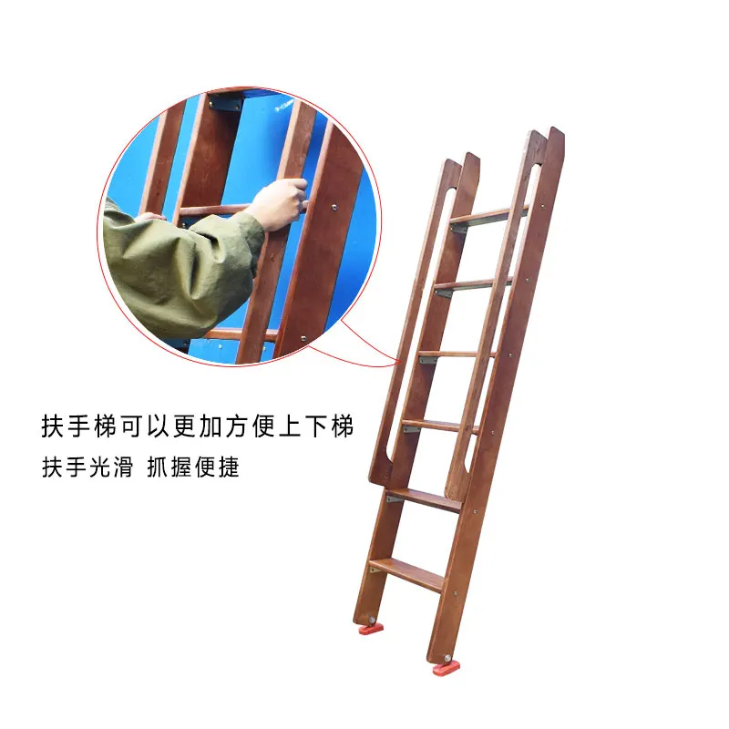 سلم درابزين بسيط من الخشب الصلب الداخلي للمنزل، سلم بطابقين لسرير الأم، تخفيضات واحدة لخطوات التسلق العلية #4
