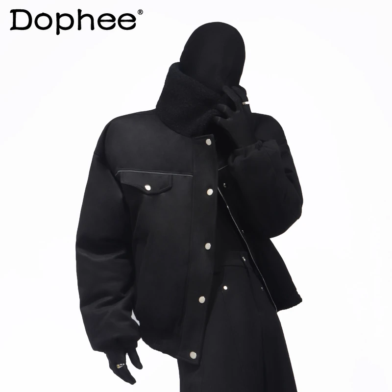 

Мужские парки осень-зима 2025 года, новый дизайн с лацканами, модные теплые хлопковые куртки, мужские однотонные простые хлопковые пальто с длинными рукавами