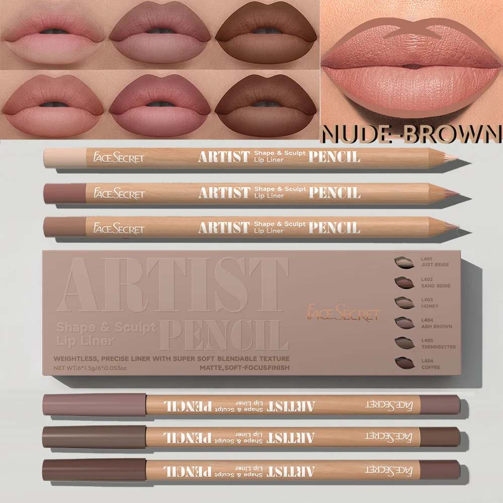 Conjunto de delineador labial fosco de veludo 6 tamanhos, batom de veludo fosco-conjunto de combinação de lábios à prova d'água de longa duração, cosméticos tutorial de maquiagem