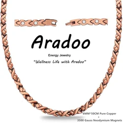 ARADOO Copper Necklace for Men Women Magnetic Necklace with Adjustable Sizing Tool and Gifts Box Jewelry Gifts