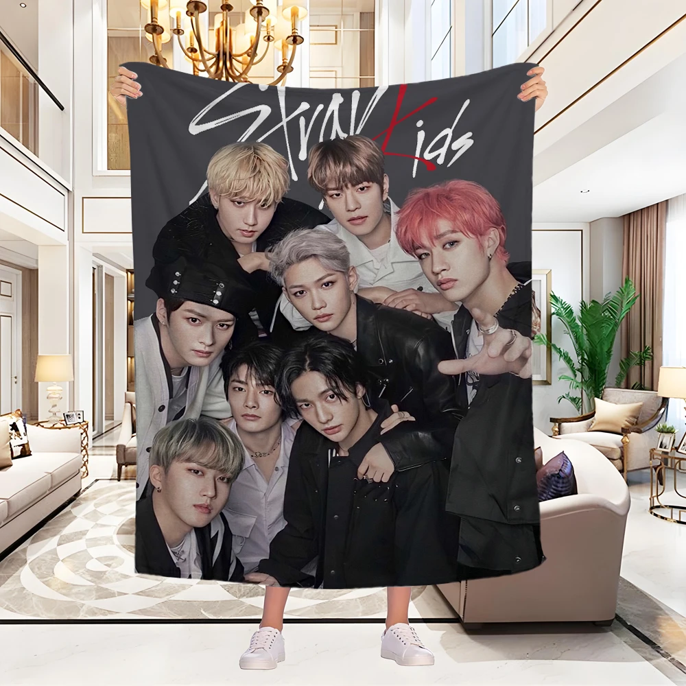 

Korea Kpop Team S-Stray Kids Printed Blanket Picnic Blankets Warm Blanket Soft and Comfortable Blanket Home Travel Birthday Gift