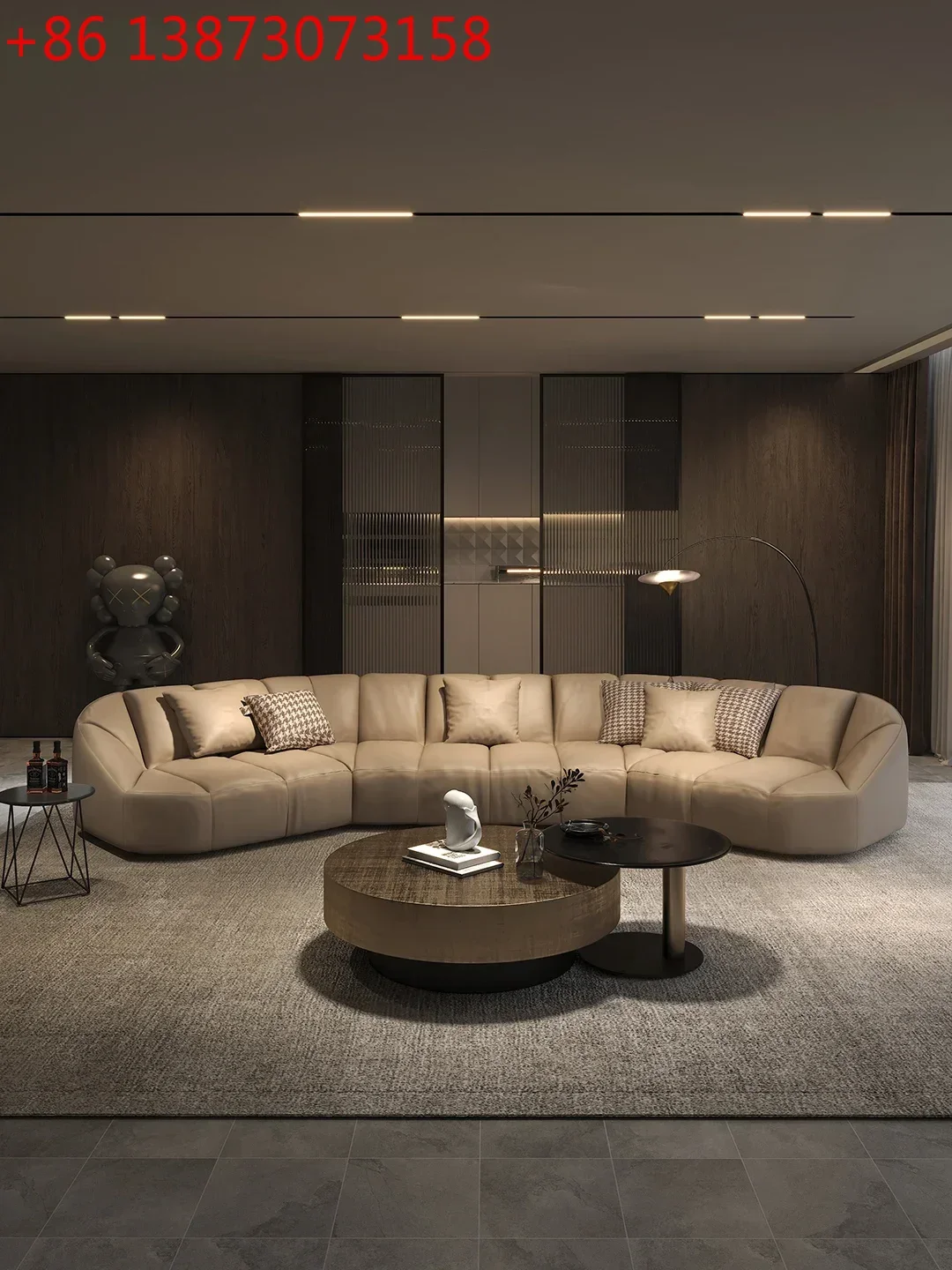 

Диван из кожи с изогнутым каркасом, из натуральной кожи первого слоя, класса люкс, для больших вилл