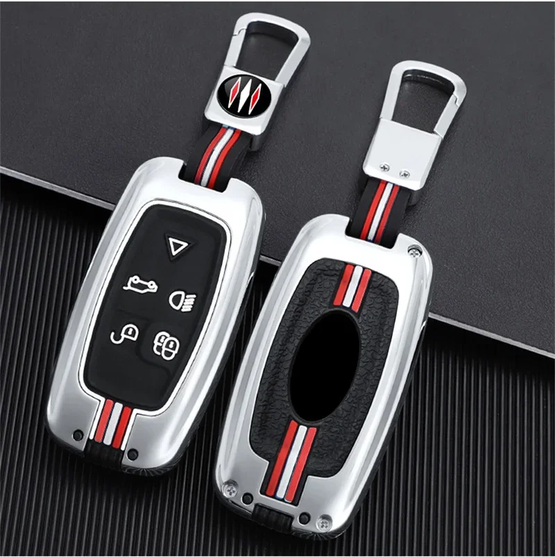 5 Bottons Metal Car Key Cover Fob Case Shell for Land Rover 4 Range Rover Sport Lr4 Vogue 2010 2011 2012 Keychain Accessories