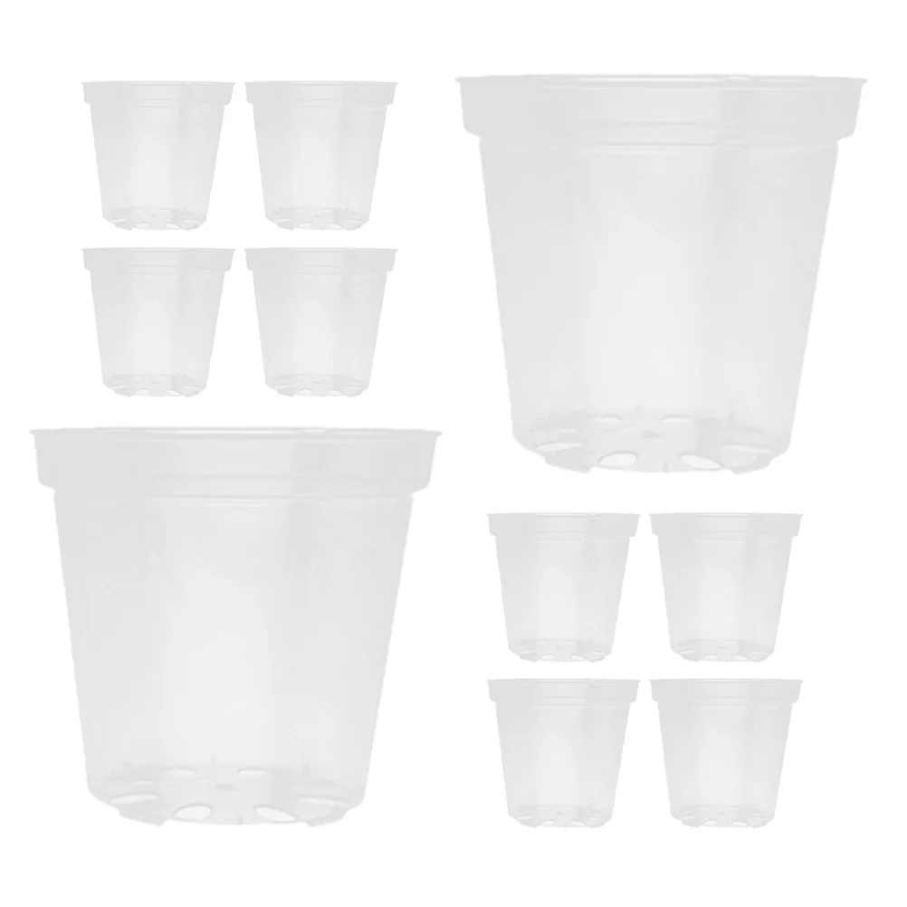 

40Pcs Nursery Seedling Pots Clear Plastic Round Flower Containers Drainage Holes for Orchid Growth Indoor Outdoor Small Planters