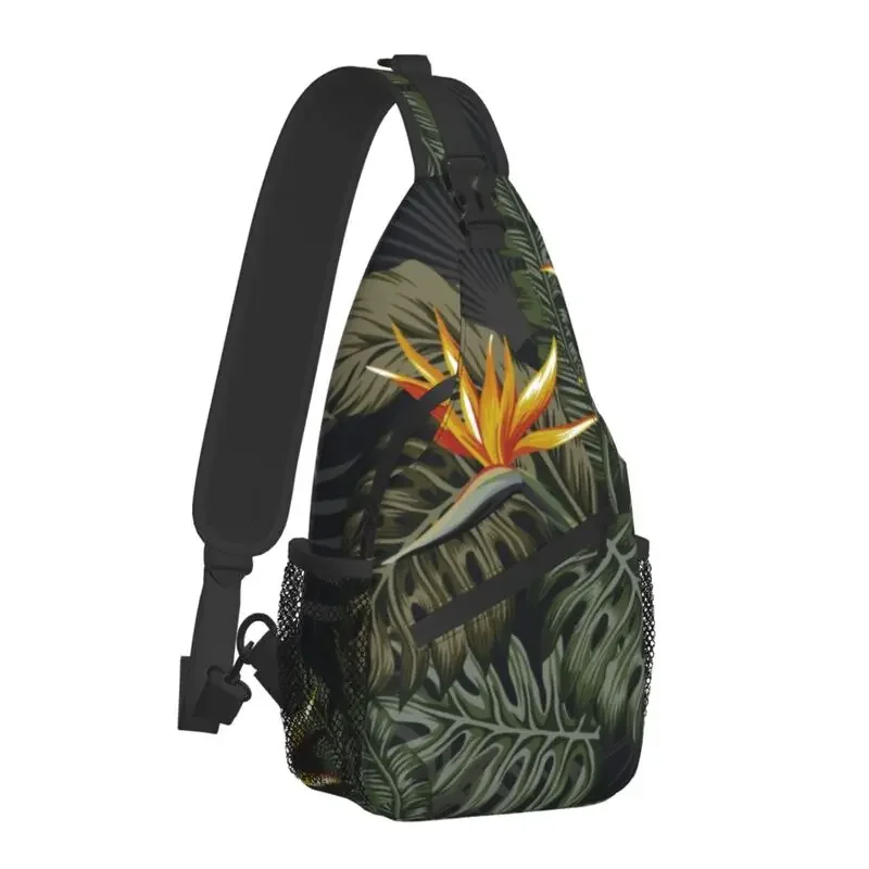 Tropical Plants Leaves Sling Bags Men Fashion Summer Jungle Botanical Shoulder Chest Crossbody Backpack Traveling Daypack