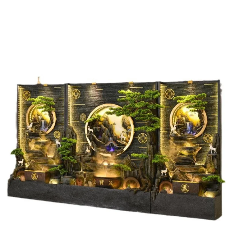 Customized Large Curtain Wall Flowing Fountain Ornament Living Room Office Flowing Screen Courtyard Circul