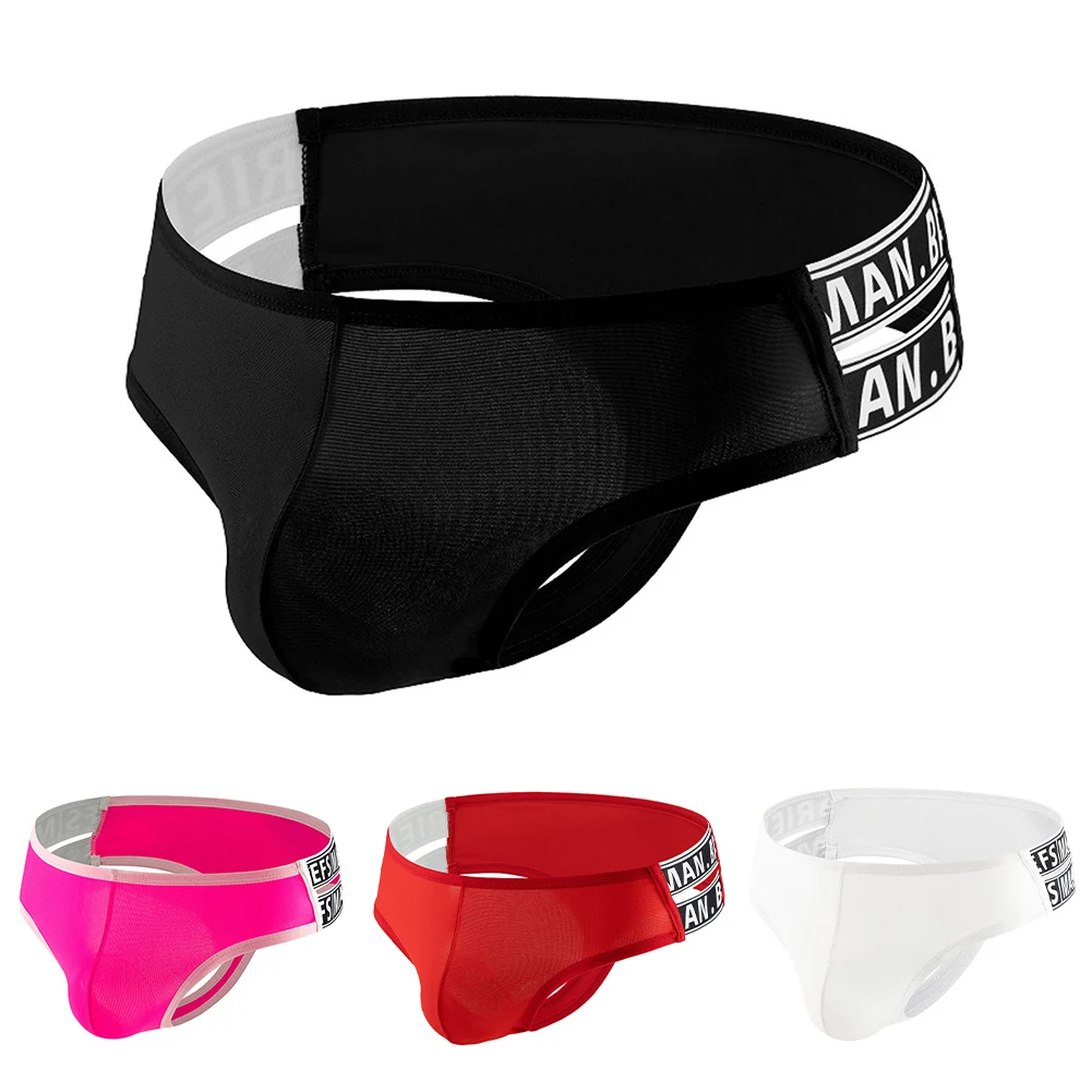 

Classic Style Solid Thongs For Men G-strings Elastic Waist G-strings Bulge Pouch Underwear Applicable For Male