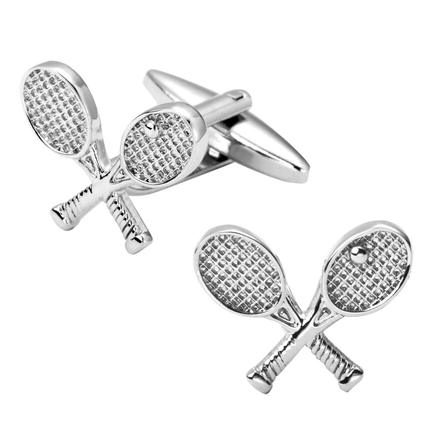 High end metal cufflinks men\'s French shirts sport Steel color tennis racket cuffs button wedding suit accessories jewelry gifts