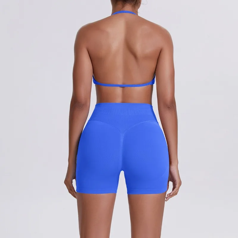 

Female Yoga Set Neck Hanging High Waist Beautiful Back Lifting Hip Tight Bra Set Outdoor Sports Fitness Set