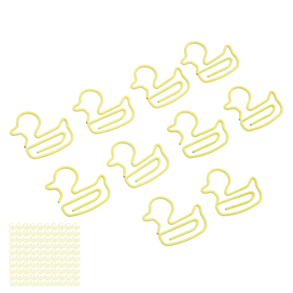 

100Pcs Cute Duck Shaped Paper Clips Yellow 23*22mm Cute Paper Clips Lightweight Cartoon Animals Small Paper Clips Book Marking
