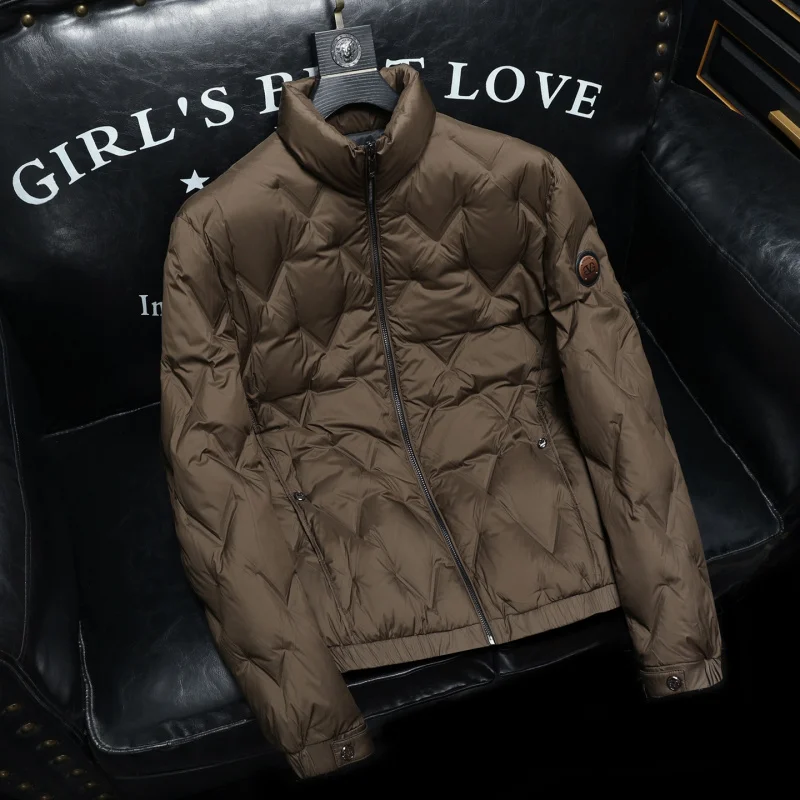 

Мужская утепленная куртка с воротником-стойкой, белая, на пуху, теплая, модная, городская, ветрозащитная