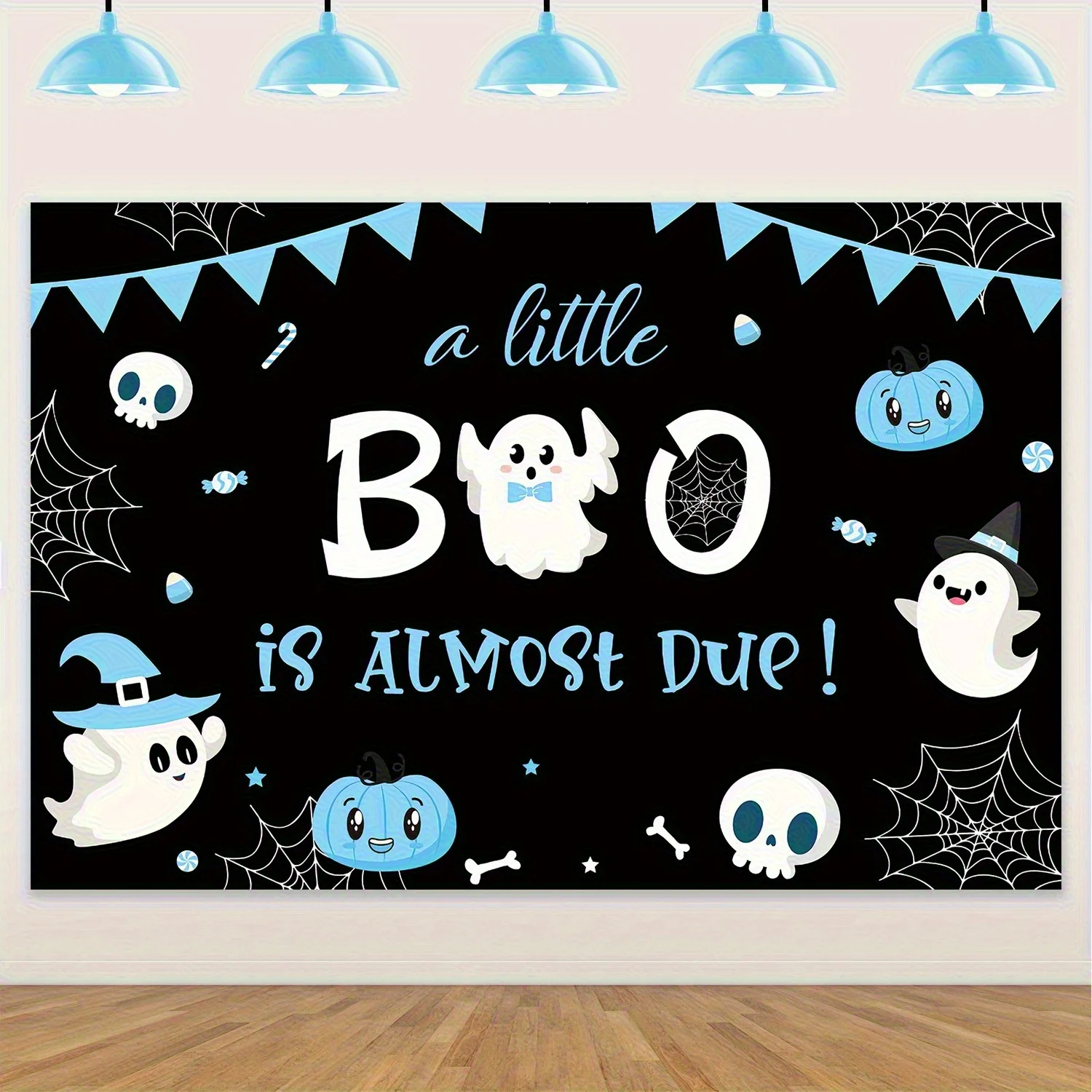 1pc Cute Ghost For Halloween Is Coming Soon Featuring A Blue Party Pattern Tapestry Decoration For Photography Scenes Peach Velv