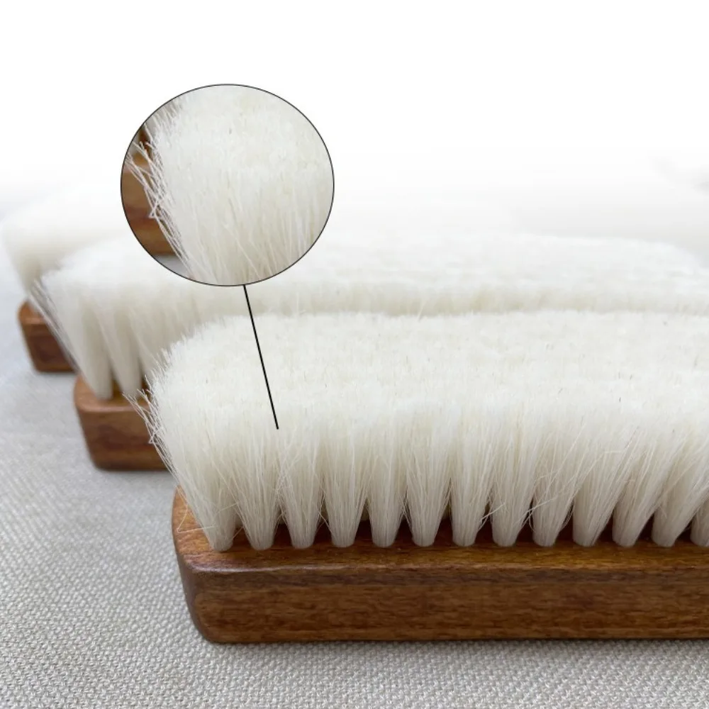 Soft Wool Shoe Cleaning Brush, Leather Care, Multifunctional Shoe Polish Brush, Boot Cleaner, Wooden Handle