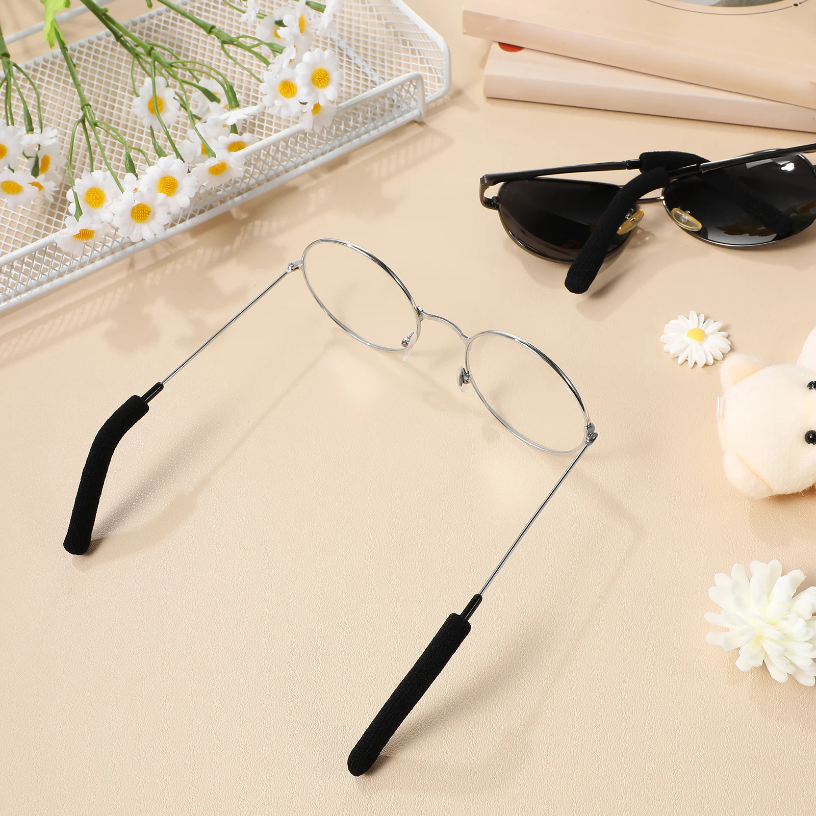 

Glasses Ear Grips Stretchy Temple Cushions Anti-Slip Eyeglass Pads Soft Sleeves Glasses Arms Eyewear Accessories Temple