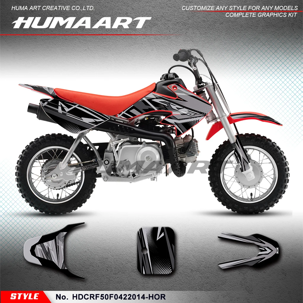 HUMAART Adhesive Sticker Graphics Kit for Honda CRF 50F CRF50 F 2004-2023, Repair, HDCRF50F0422014-HOR