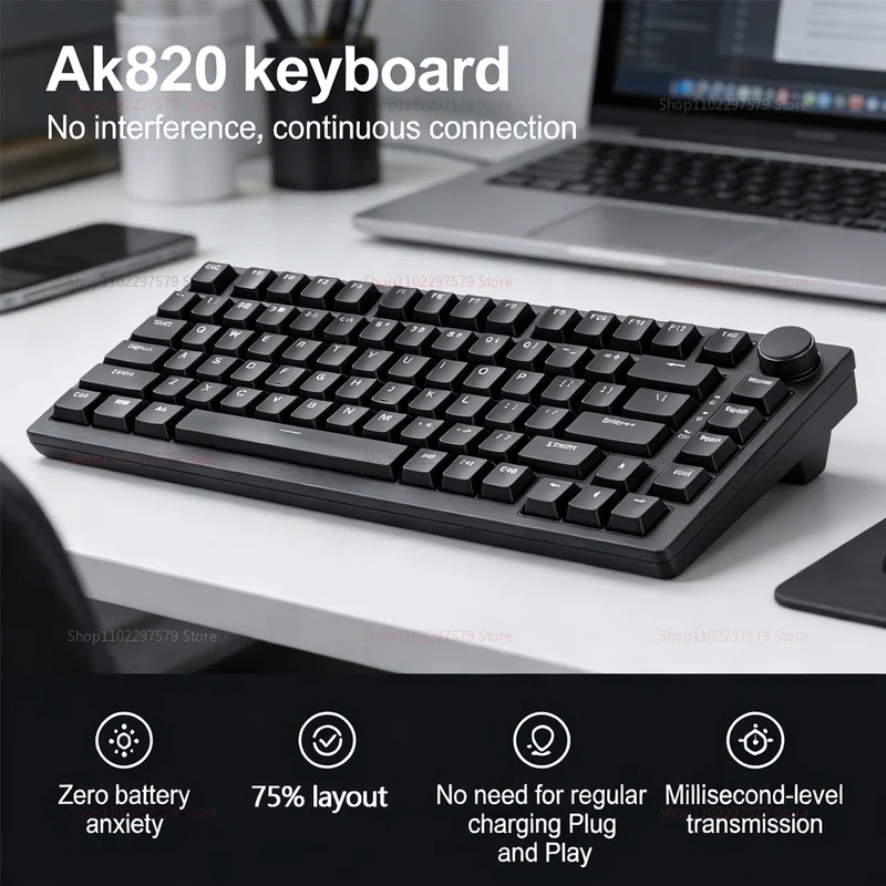 

Механическая игровая клавиатура AK820, проводная, USB, 75%, с белой подсветкой, Gasket-крепление, для киберспорта, ПК, ноутбуков и игровых систем