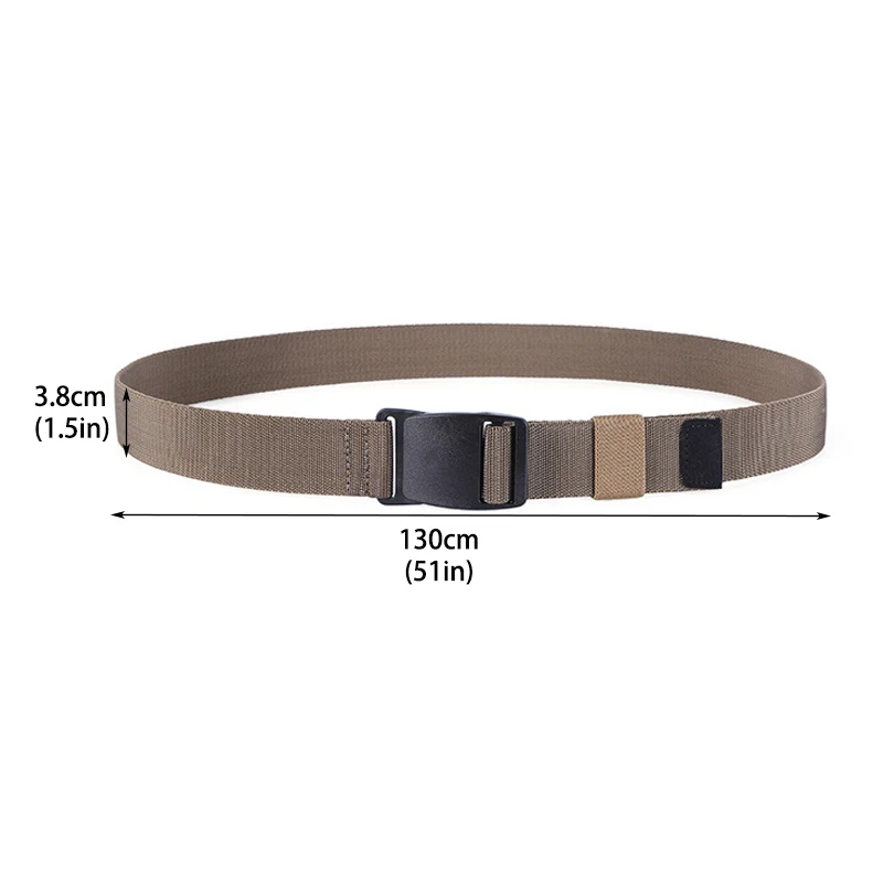 Nylon Canvas Belt for Women Men Pants Jeans 1.5inch Plastic Buckle Metal Free Elastic Belt Military Tactical Waist Belt-Black