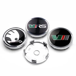 Car Auto Roda Center Cover, Emblema Adesivos, Substituição da tampa do cubo, Skoda VRS, VII, rápida, Fabia, Octavia, A7, Yeti Superb, 56mm, 60mm, 4pcs