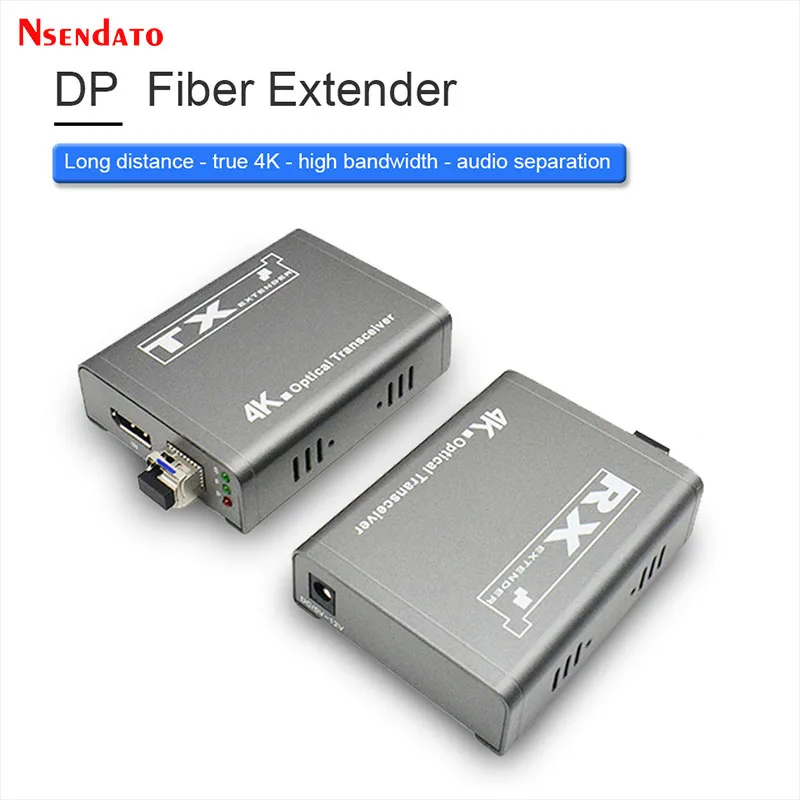 4K 60Hz 10G DP Fiber Extender over LC Fiber Optic Cable 20Km DP to Fiber Video Transceiver Transmitter and Receiver Extender Kit