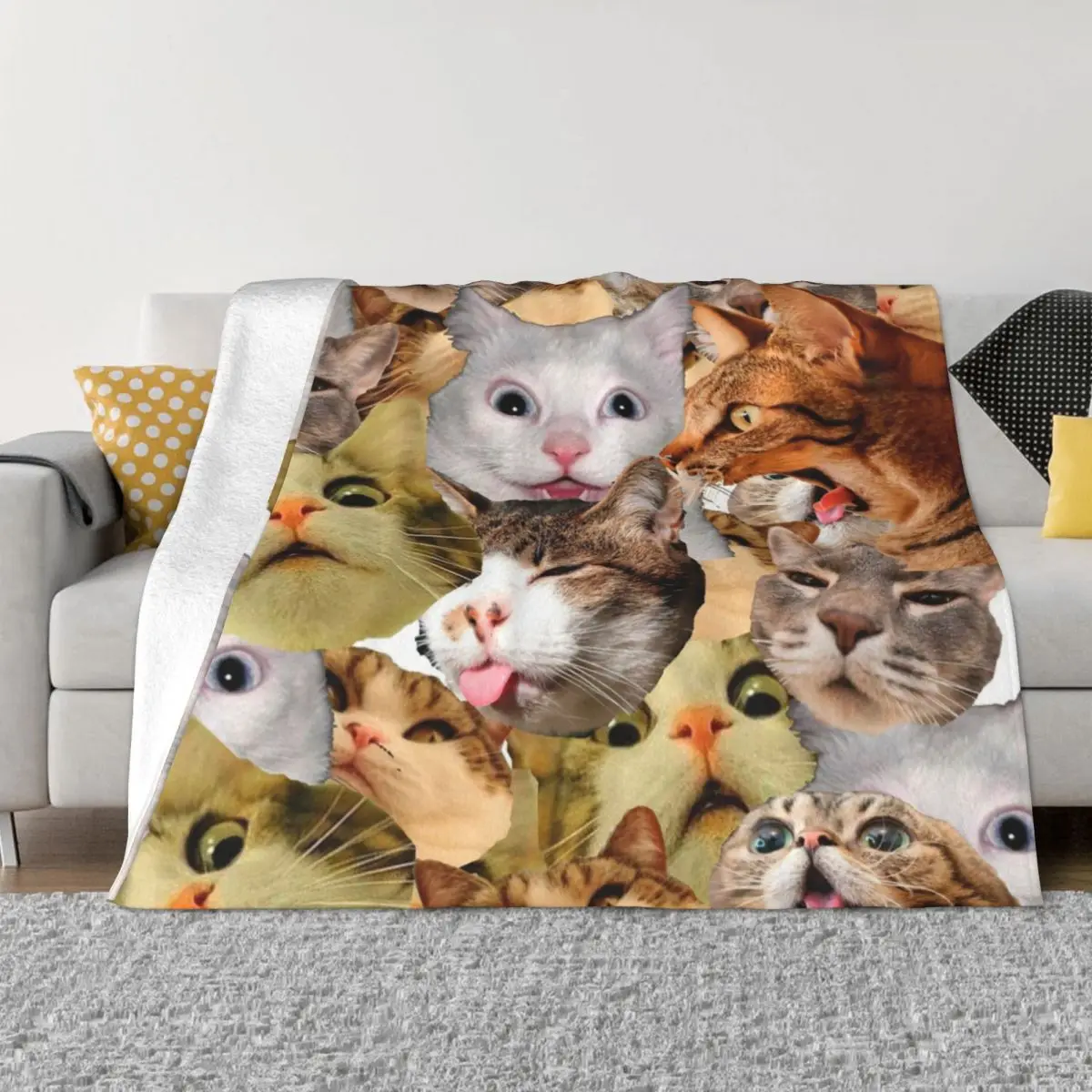 Cat Blankets Flannel Autumn/Winter Cute Funny Clever Portable Super Warm Throw Blanket for Sofa Bedroom Plush Thin Quilt