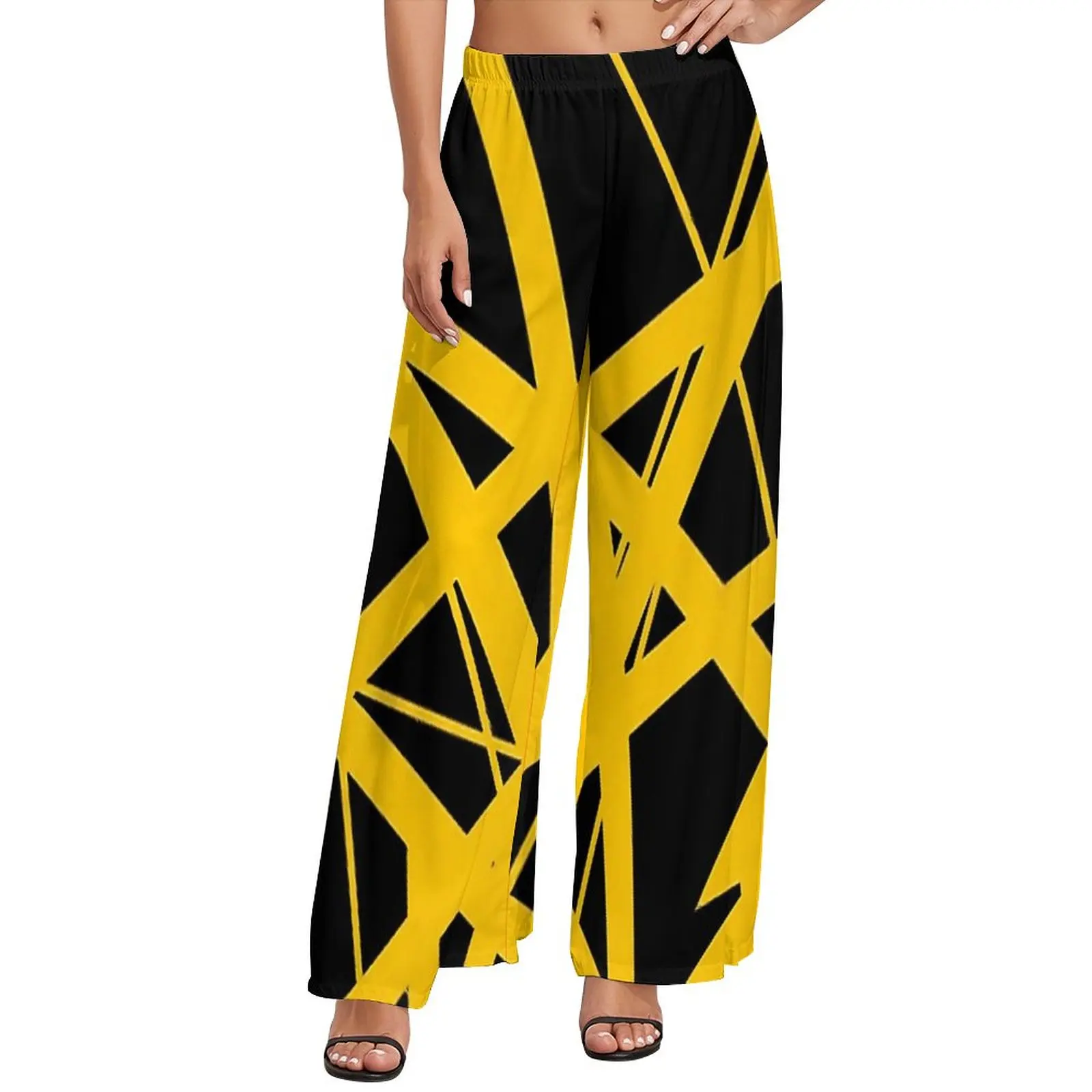 Van Halen Pants Women Vintage Lines Street Fashion Trousers Elastic High Waist Casual Wide Leg Pants Gift