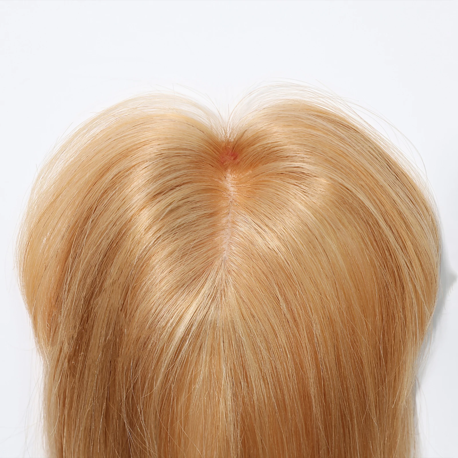 Rambut Asli Remy Silk Base Pirang Muda 10 Inch dengan Poni, 3 Jepitan, Ekstensi Rambut Wanita untuk Penggunaan Sehari-hari