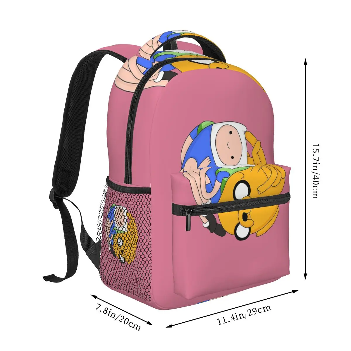 Adventure Camp Jake และ Finn กระเป๋าเป้สะพายหลังชายหญิง Bookbag เด็กโรงเรียนกระเป๋าเดินทาง Rucksack กระเป๋าสะพายขนาดใหญ่ความจุ