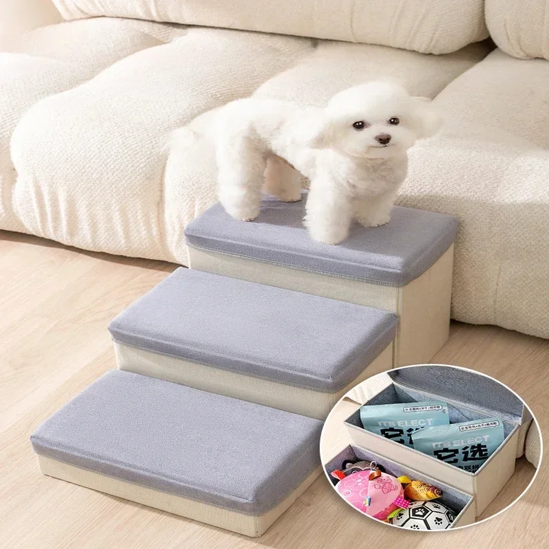 Anti Slip Foldable Pet Stairs Washable Bedding Steps for Small Elderly Dogs Sofa Climbing Ramp Convenient Pet Steps