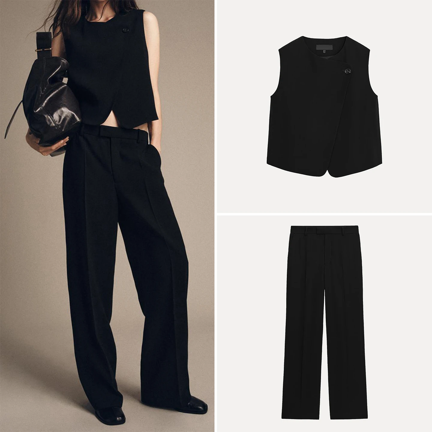 

Женский комплект Z Faion, двубортный жилет и прямые брюки, длинные брюки с высокой талией, однотонная одежда на четыре сезона