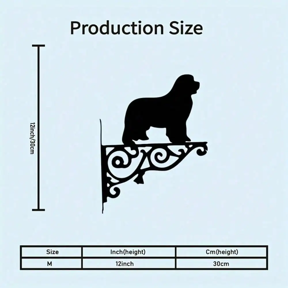 CIFbuy Iron Wall Art Newfoundland Dog Metal Sculpture Durable Black Swirl Design Indoor Outdoor Garden Porch Living Room Decor