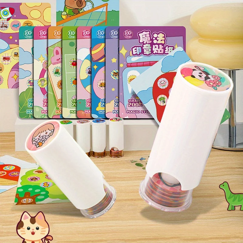 مجموعة واحدة من طوابع المكافآت للأطفال، وطوابع الألعاب، وملصقات ملونة مقاومة للماء بدون خياطة لمكاتب الكتب المدرسية