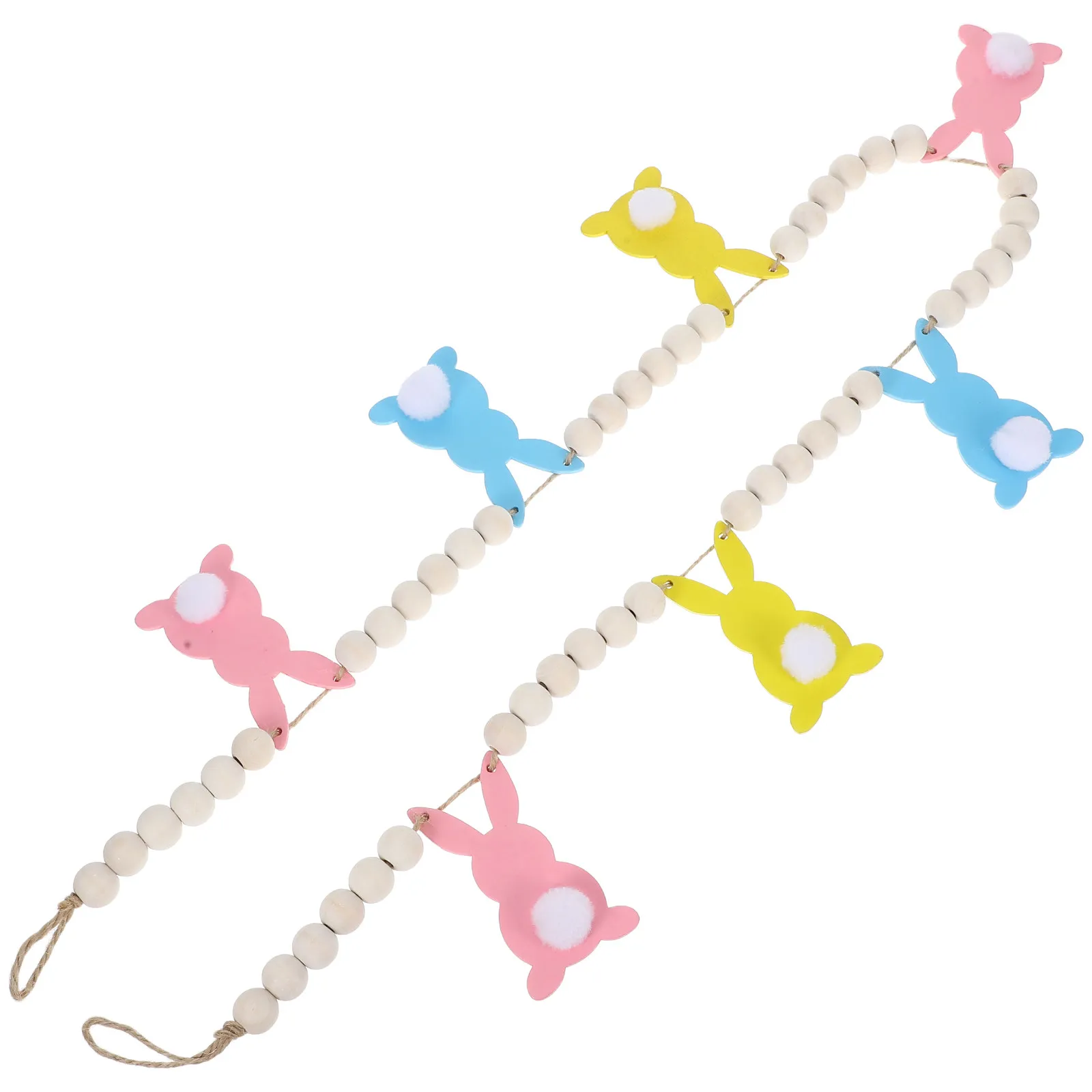 

Деревянная гирлянда с кроликами и бусинами, пасхальный подвесной баннер, деревенский декор для стен, украшения для дома и сада, весенние праздничные украшения