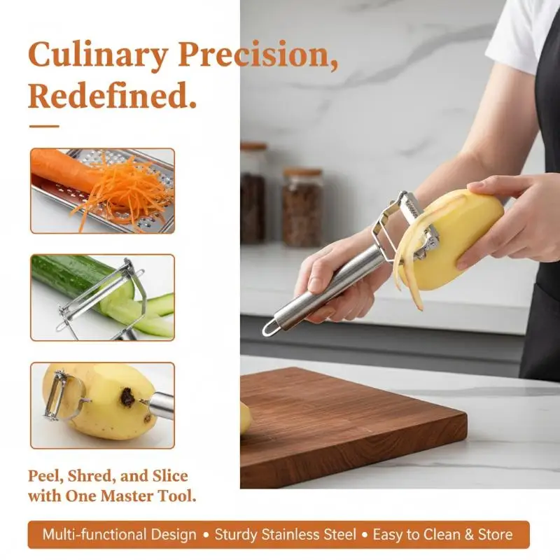NEW Stainless Steel Double-Head Vegetable Peeler 2-in-1, Multi-Function Julienne Slicer for Kitchen, Peeler Cutter Gadgets Tools