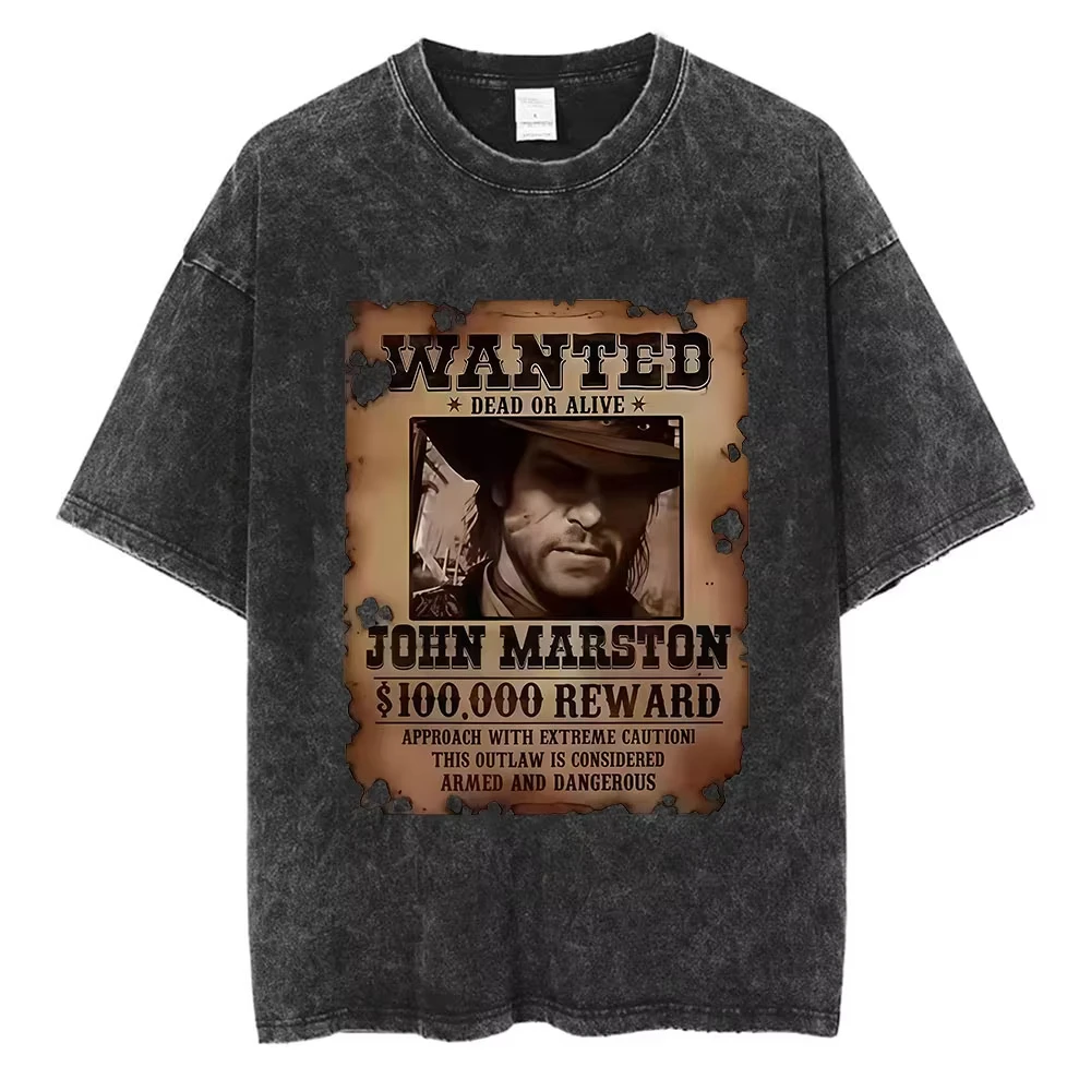 

Футболка Game Player Red Dead Redemption 2 в винтажном стиле с эффектом потертости, мужская модная футболка в готическом стиле, унисекс, уличная одежда с коротким рукавом