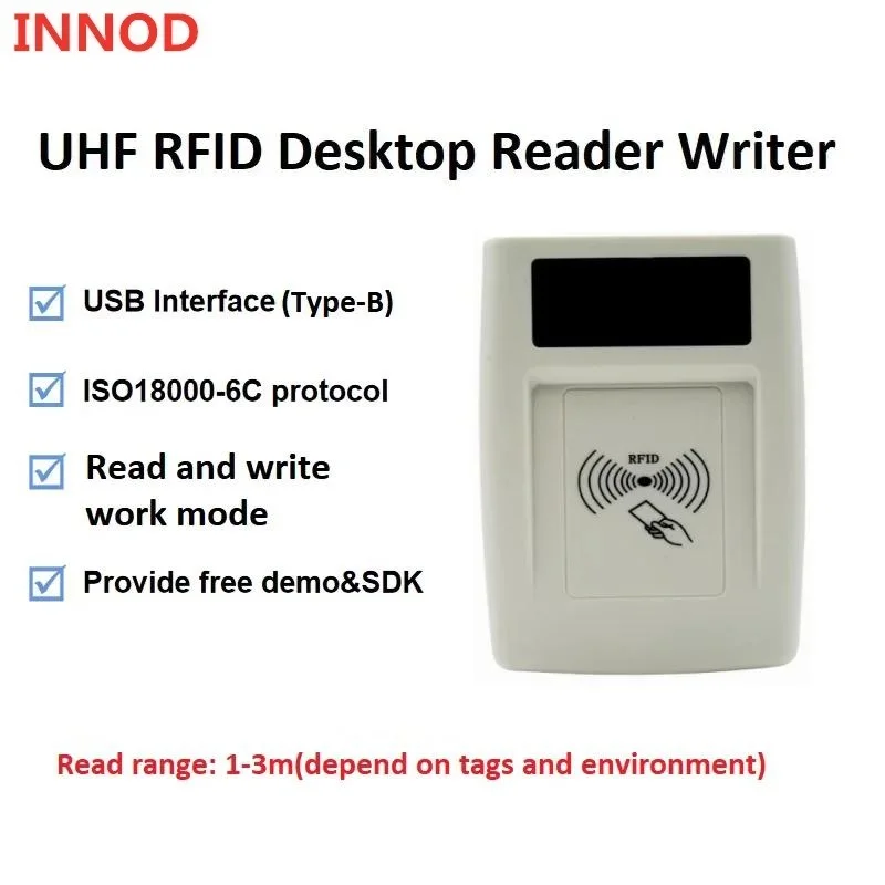 UHF RFID 860-960Mhz Card Copier ISO18000-6C EPC C1GEN2 Desktop Reader And Writer Card Encode With USB(Type-B) Interfance