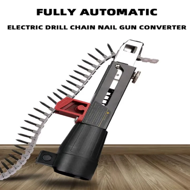 Rechargeable Chain Screw Gun Head, Automatic Nail Gun, Electric Batch Woodworking Decoration, Self Tapping Screwdriver, 1 Set