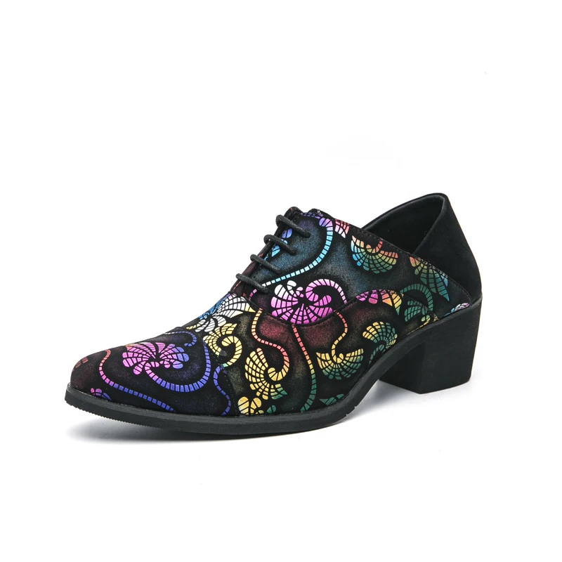 

Мужская повседневная кожаная обувь, новые модные туфли больших размеров на высоком каблуке в деловом стиле, обувь для взрослых с резиновой подошвой и полиамидной подкладкой