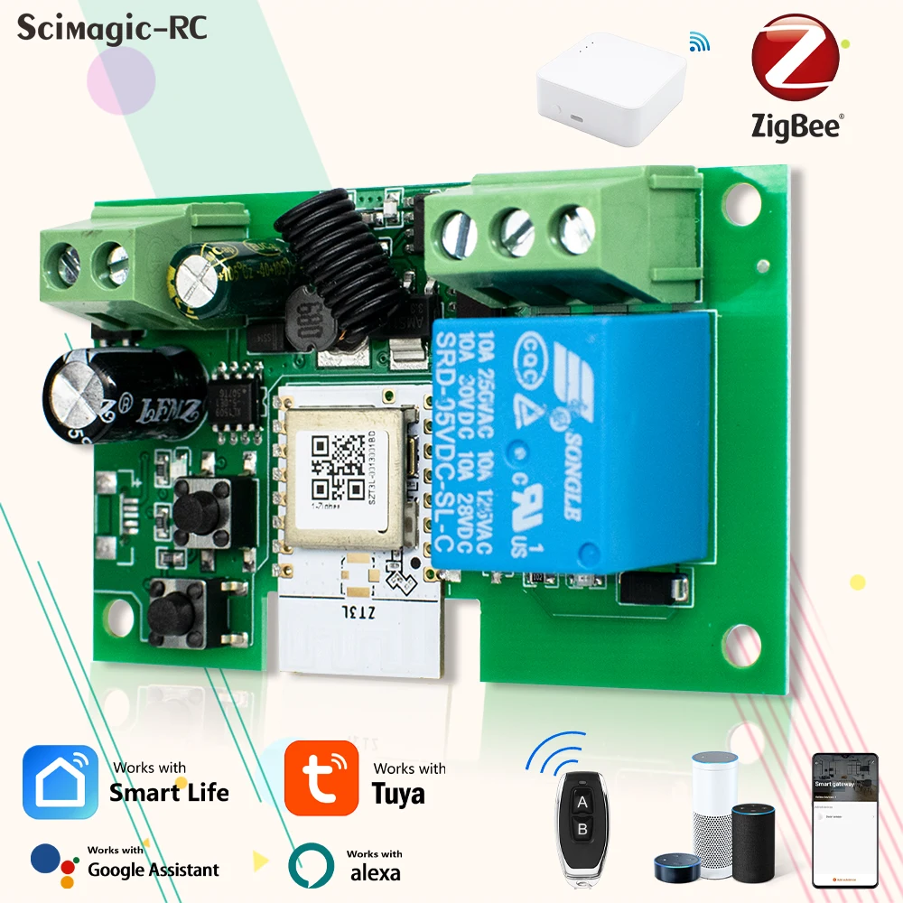 

Zigbee Smart Switch Automation Modules 7-32V 85-250V 12V 110V 220V 10A 1 Channel Relay Work with Alexa Google Assistant Tuya APP