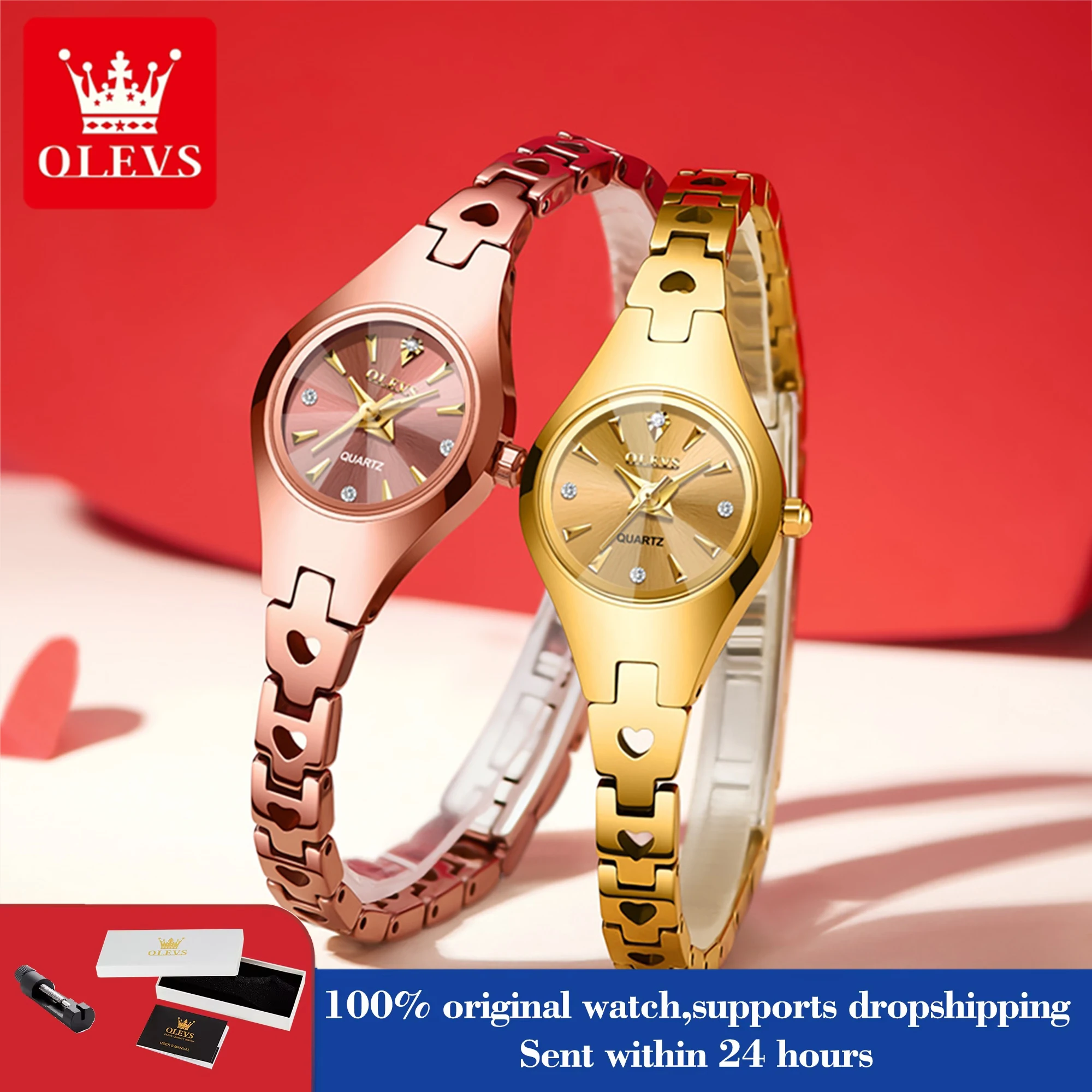 OLEVS 7082 Ladies Watch High Quality Elegant Original Quartz Wristwatch Waterproof Luminous Tungsten Steel Watches For Woman