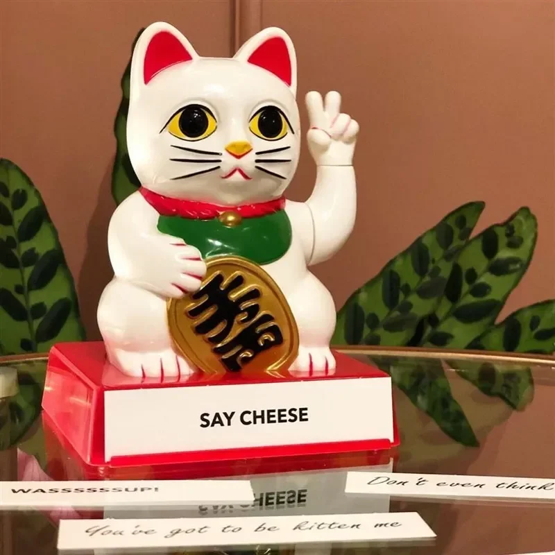 Chinese Lucky Cat Fortune Waved Fortune Personality Dark Version Vertical Middle Finger Welcome Cat Home Crafts