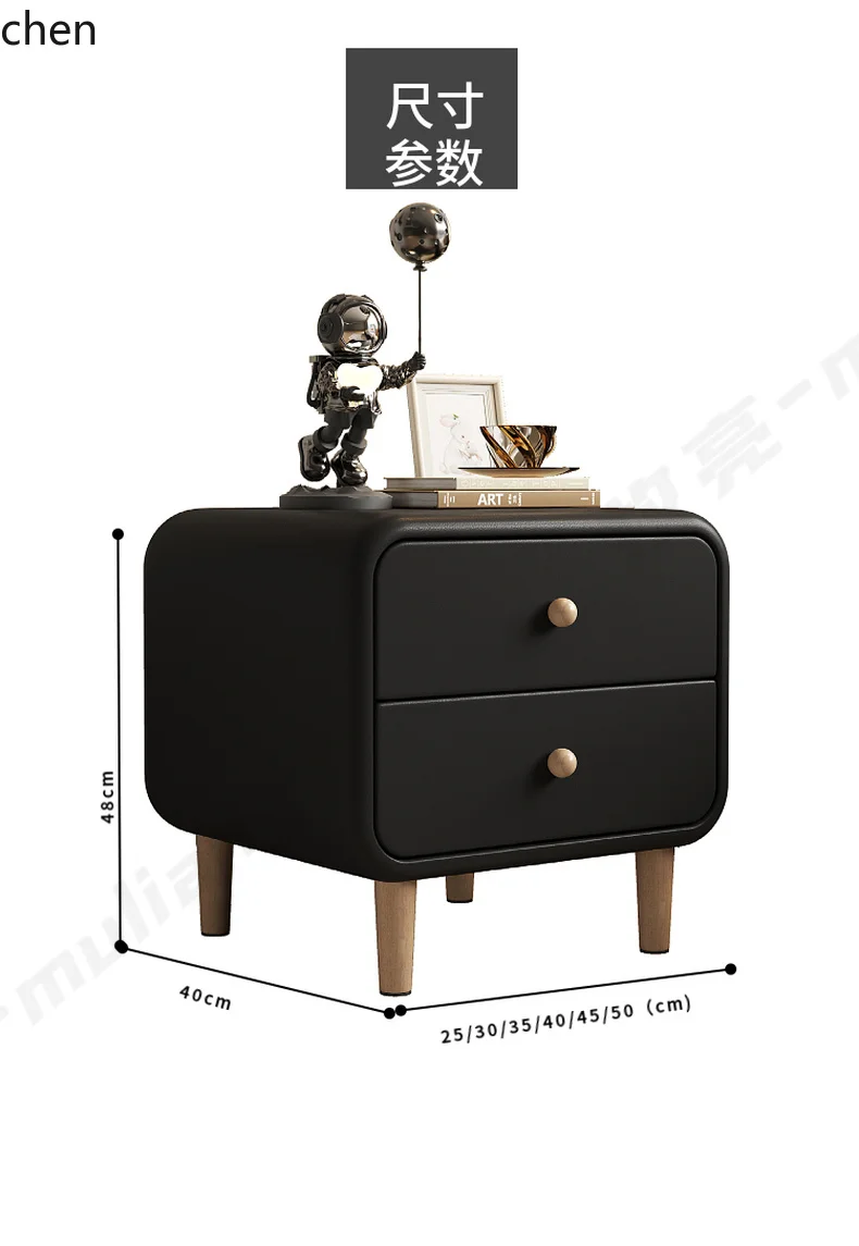 HT Solid Wood Cream Style Bedside Table Modern Simple Narrow Edge Bedroom Storage Side Cabinet