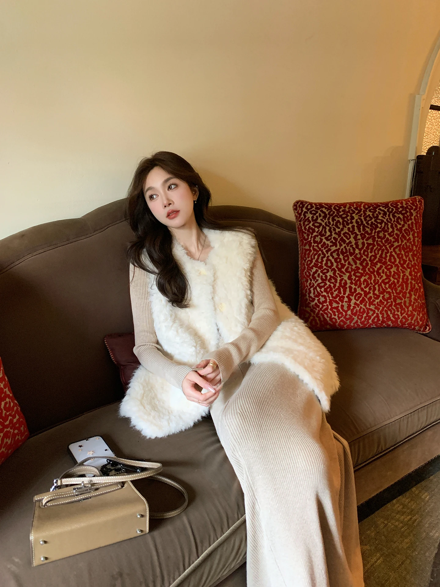 Cappotto di pelliccia ecologico autunnale e invernale da donna elegante e alla moda, gilet di pelliccia ispessito e caldo