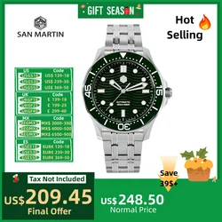 San Martin 41.5mm YN55 Diver Montres Hommes Mécanique Montre-Bracelet Swim Shoous dehors Vintage Erkek Kol SaSau20Bar BGW9 SN0088-2