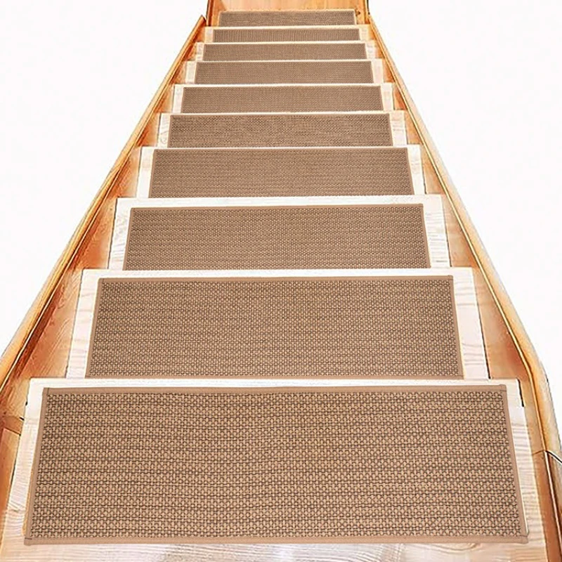 Non Slip Stair-Treads Rubber Backing Stair-Runners for Wooden Steps Residue Free Carpet Stair Treads for Kids and Dogs view 2