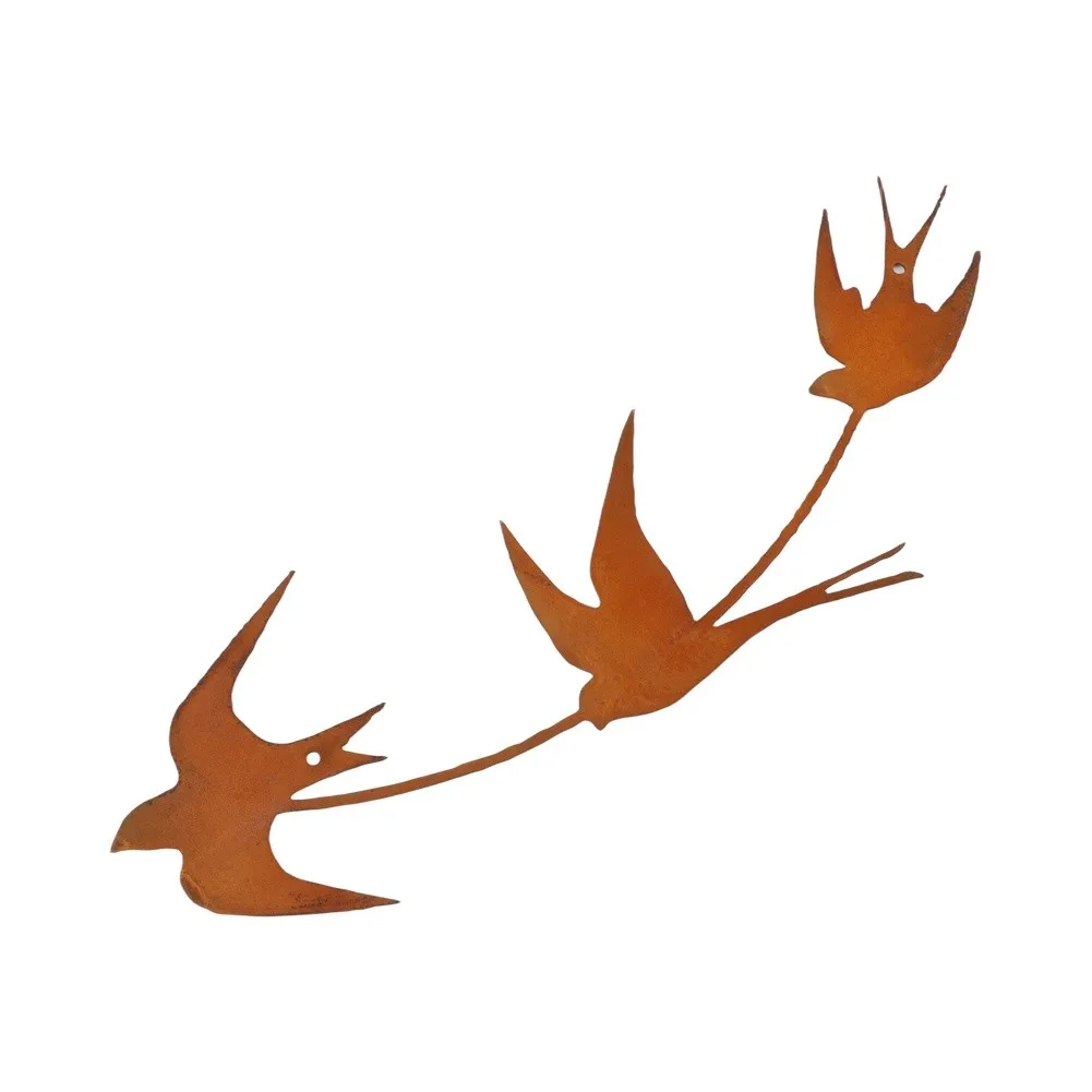 Rusty Bird Accent Metal Wall Decor Garden Display Rusty Patina Finish For Garden For Fence Decorative Birds For Walls