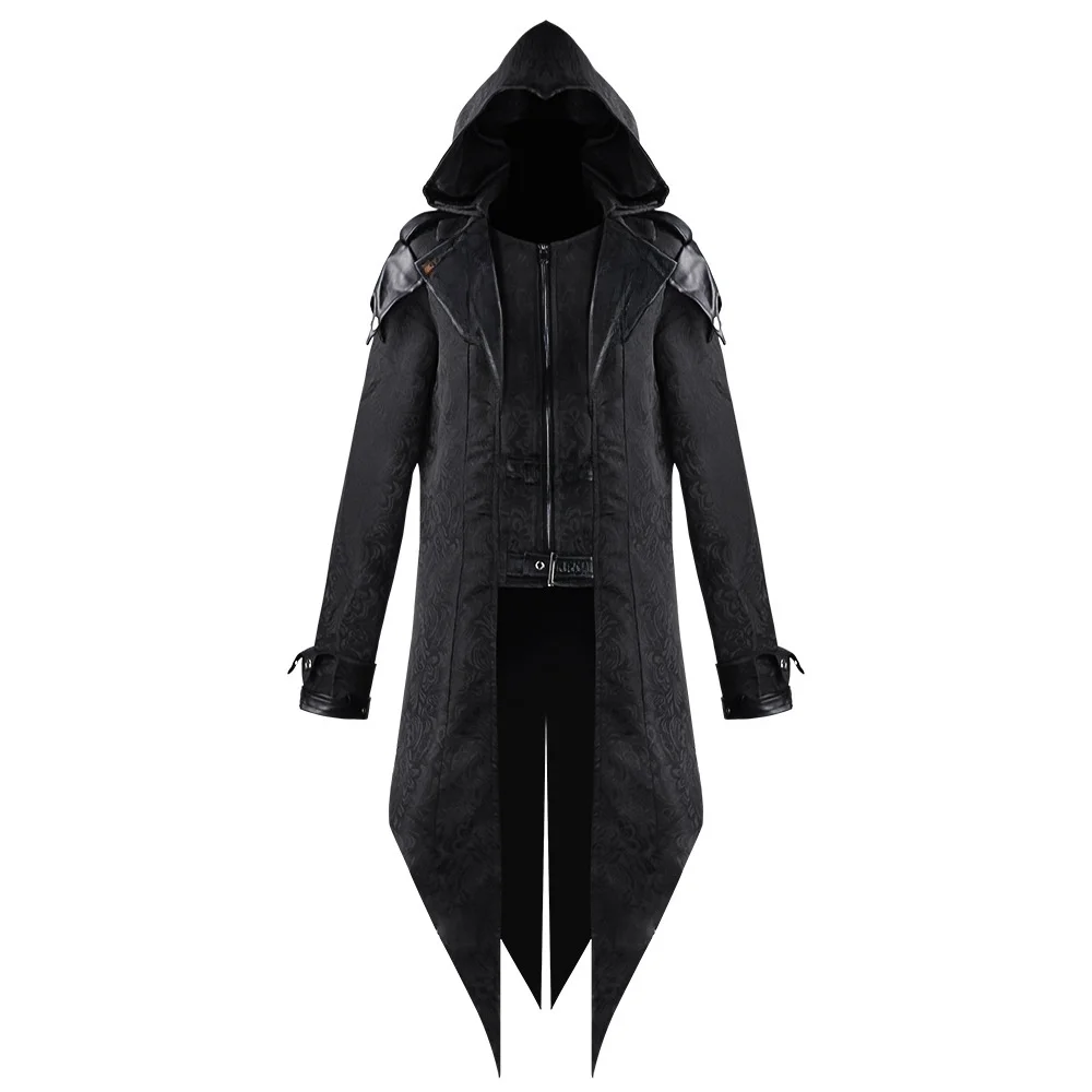 ชุดคอสตูมสไตล์โกธิคยุคกลางสำหรับผู้ชาย ดีไซน์แบบวินเทจลายปะติดปะต่อ สไตล์ยุคกลาง ดีไซน์ต่อผ้าแบบสลิปปิ้ง แฟชั่นฤดูใบไม้ร่วง