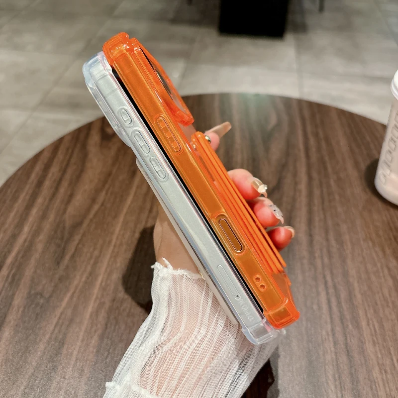 أربعة ركن مكافحة قطرة حلقة معصمه حامل لينة بولي TPU شفافة جراب هاتف آيفون 17 برو ماكس 15 14 12 13 Mini 11 16 Pro Max #4